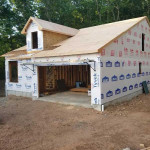 Front of new construction, Saltbox with Tyvek